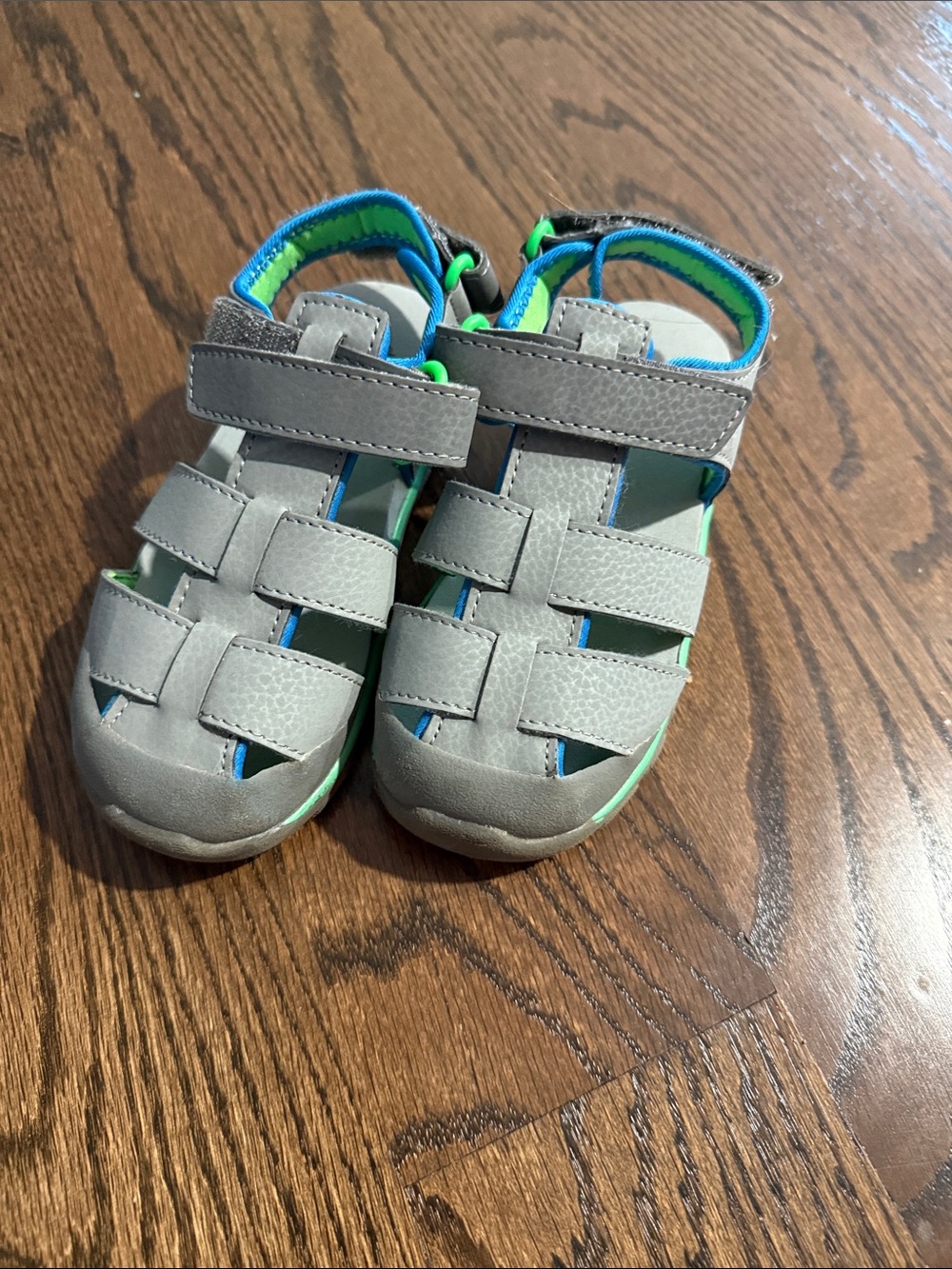 See Kai Run Gray Sandals with Blue & Green Trim